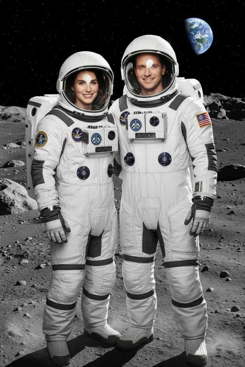Guest transformed into an astronaut with AI portrait effects.